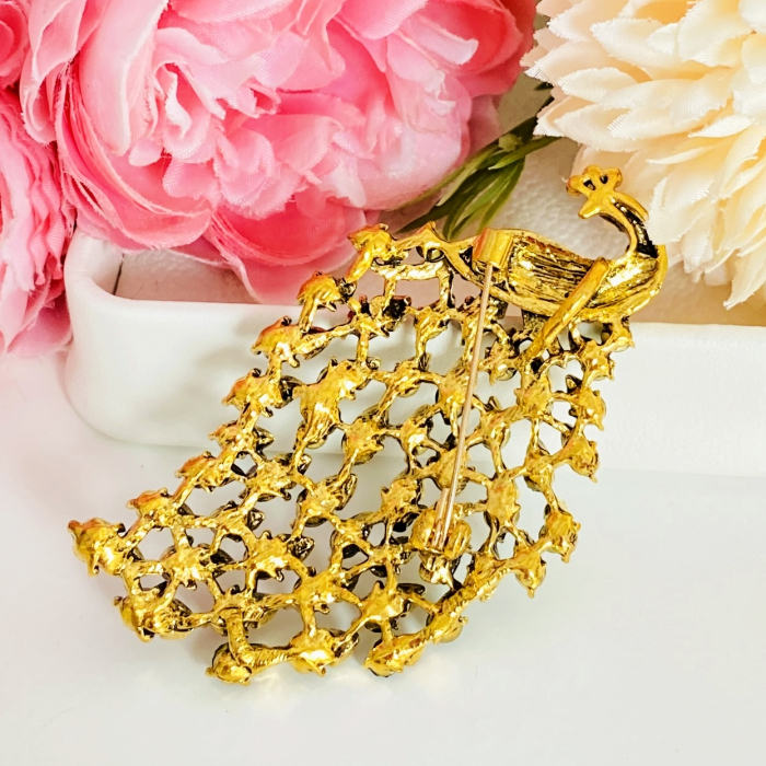 Brosa Paun Cristale Verzi, Brosa Dama Femei [9]