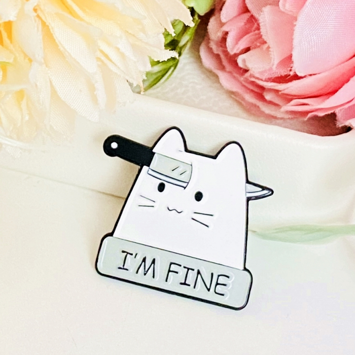 Brosa Pin Pisica I'm Fine, Brosa Dama Femei [2]