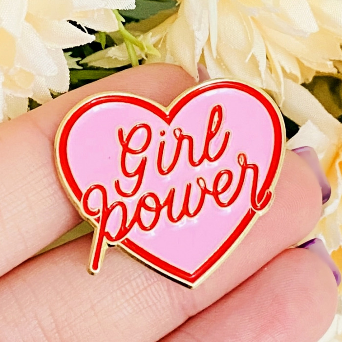 Brosa Pin Inima Roz Girl Power, Brosa Dama Femei [2]