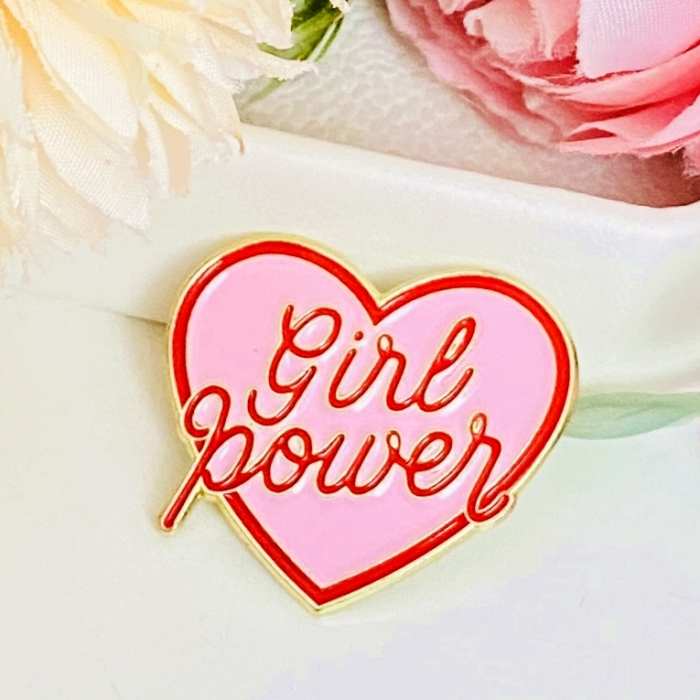 Brosa Pin Inima Roz Girl Power, Brosa Dama Femei [3]