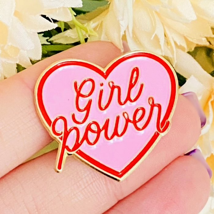 Brosa Pin Inima Roz Girl Power, Brosa Dama Femei [4]