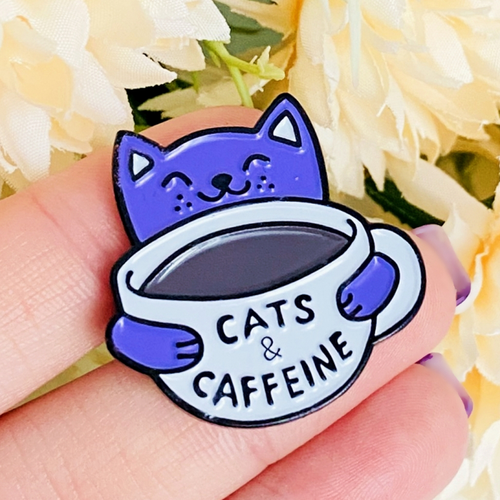 Brosa Pin Pisica & Cafea, Brosa Dama Femei [3]