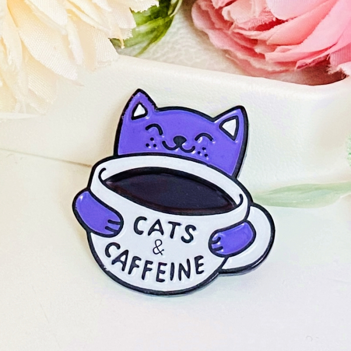 Brosa Pin Pisica & Cafea, Brosa Dama Femei [4]