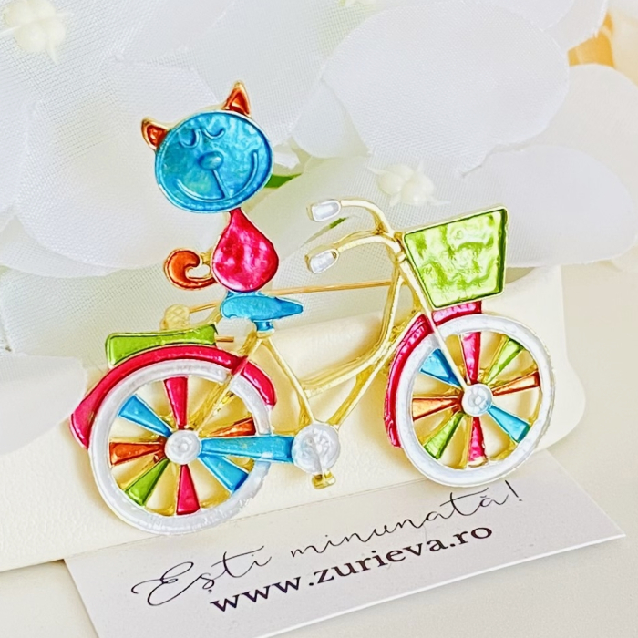 Brosa Pisica pe Bicicleta, Brose Dama, Brose Elegante [4]