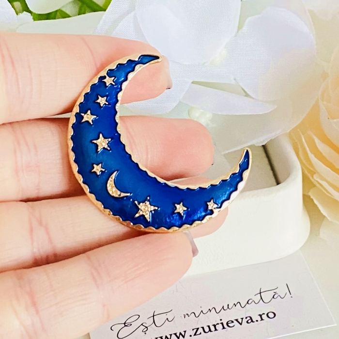 Brosa Semiluna Albastra, Brose Dama, Brose Elegante [3]
