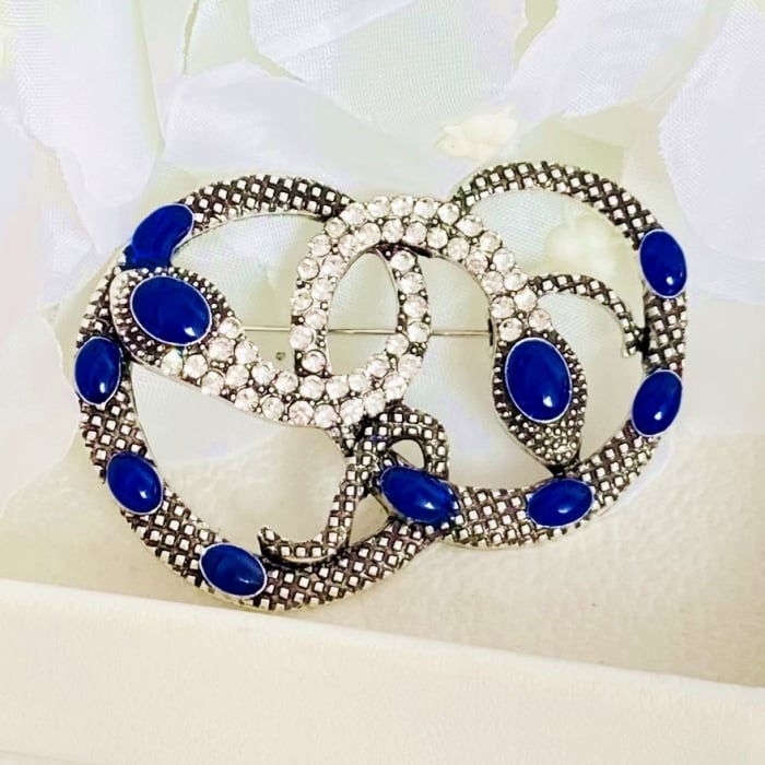 Brosa Serpi Cristale Albastre, Brosa Dama Femei [1]