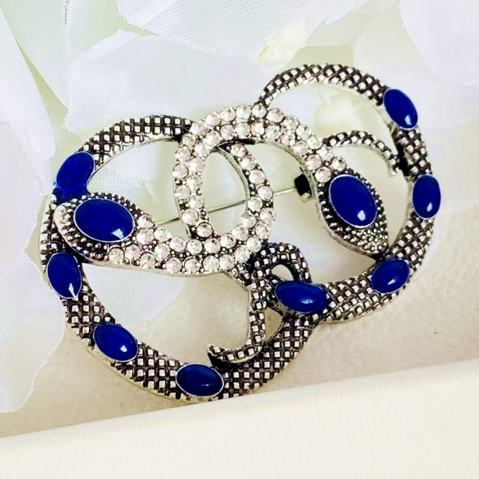 Brosa Serpi Cristale Albastre, Brosa Dama Femei [2]