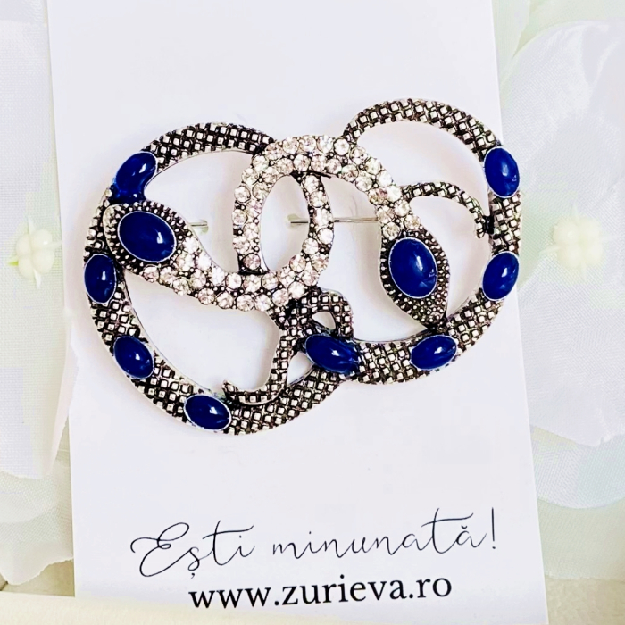 Brosa Serpi Cristale Albastre, Brosa Dama Femei [3]