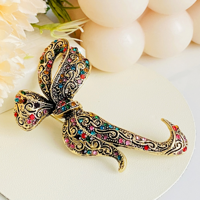 Brosa Aurie Fundita Cristale Colorate, Brosa Dama Femei [2]