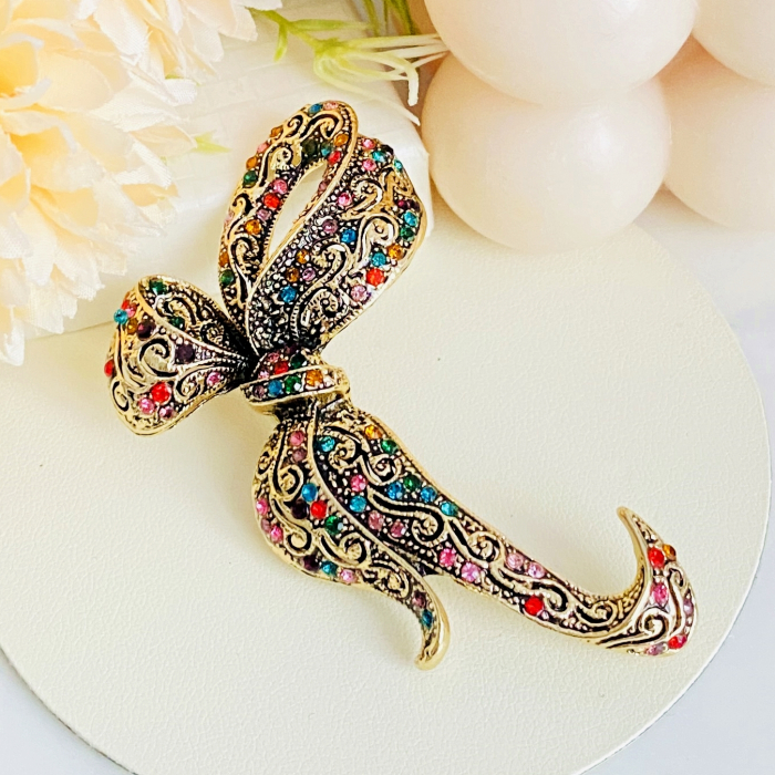 Brosa Aurie Fundita Cristale Colorate, Brosa Dama Femei [3]