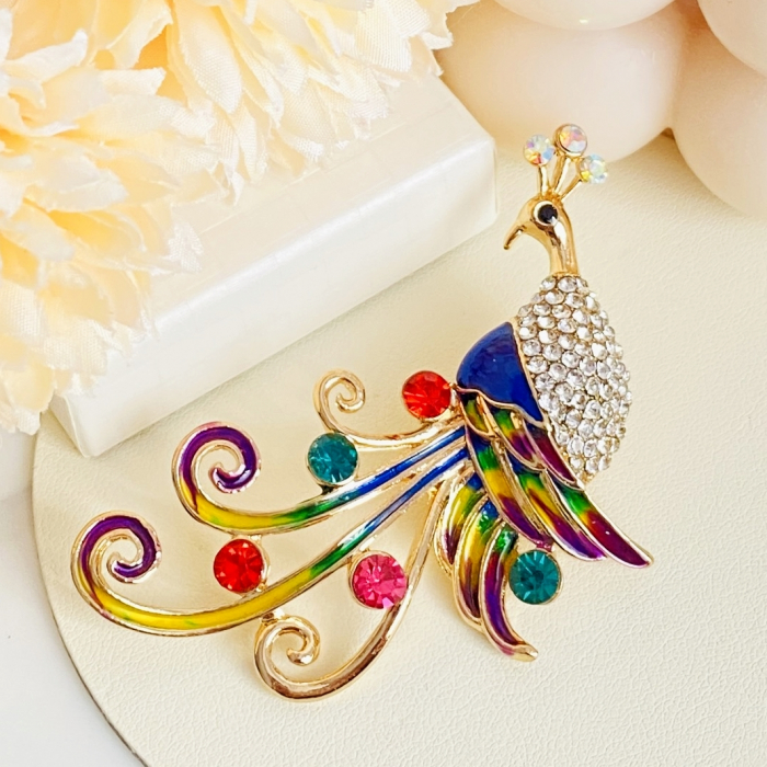 Brosa Paun Multicolor, Brosa Statement, Brose Femei [2]