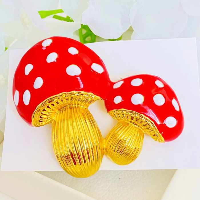 Brosa Ciupercute Rosii, Brosa Statement Dama Femei [2]