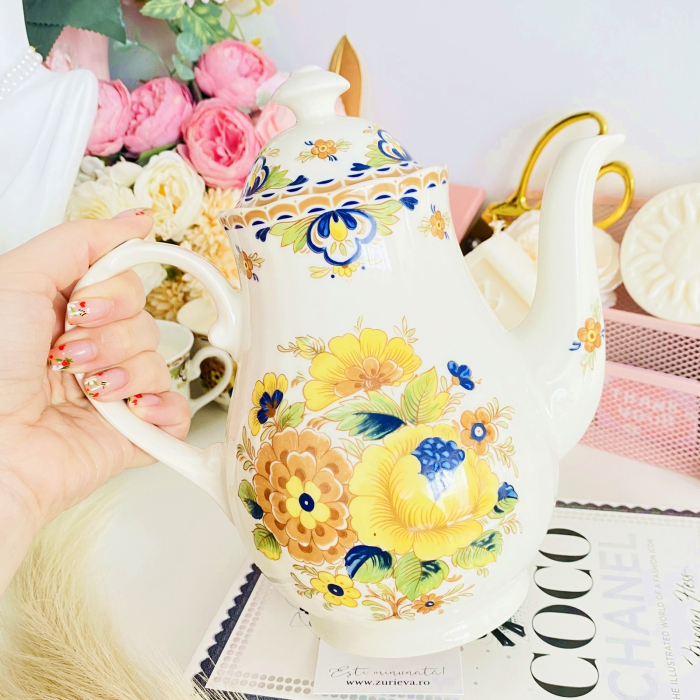 Ceainic Portelan Vintage Ceranova, Decoratiuni Vintage [3]
