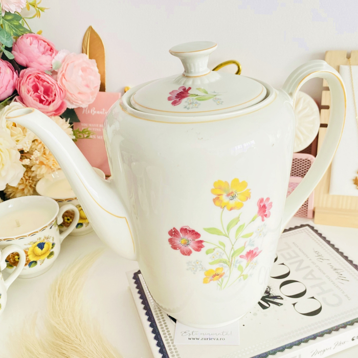 Ceainic Portelan Vintage Bavaria - Flori, Decoratiuni Vintage [3]