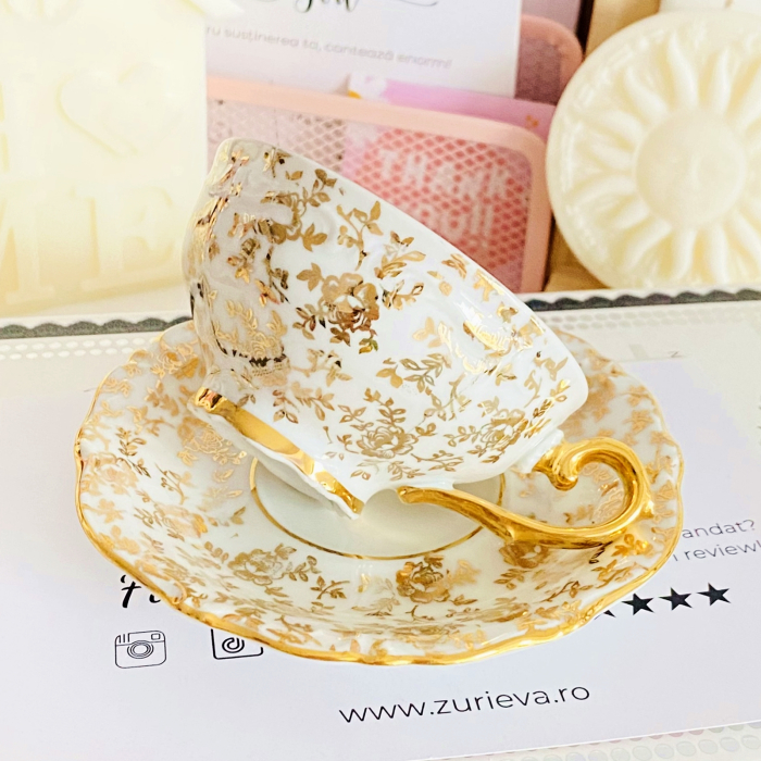 Set cescuta & farfurie Bavaria Auriu, Decoratiuni Vintage [5]