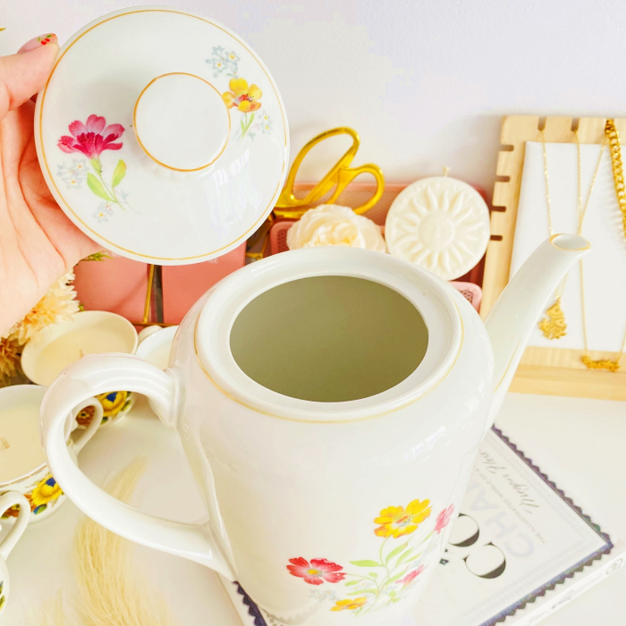 Ceainic Portelan Vintage Bavaria - Flori, Decoratiuni Vintage [5]