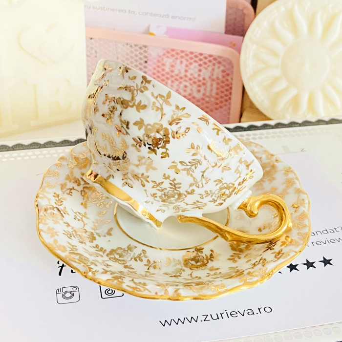 Set cescuta & farfurie Bavaria Auriu, Decoratiuni Vintage [6]