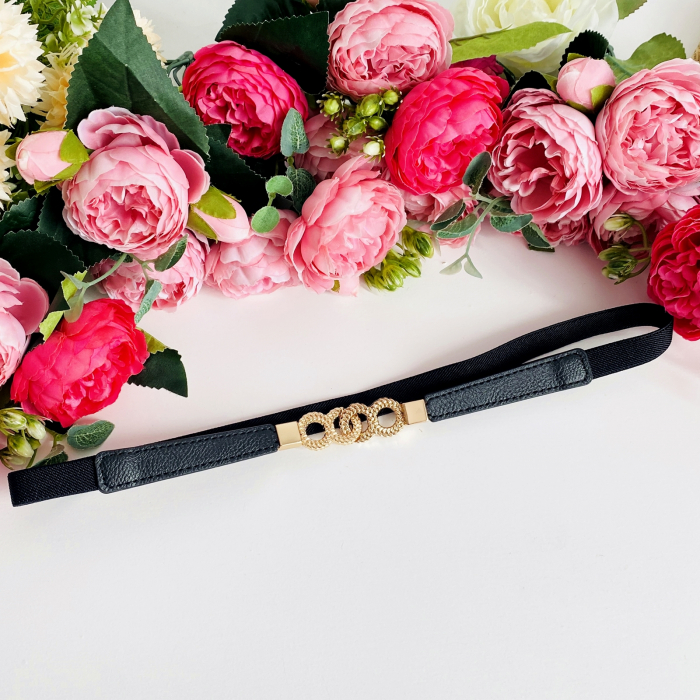 Centura Elastica Neagra - Catarama Aurie, Curea Dama, Curele Femei [4]