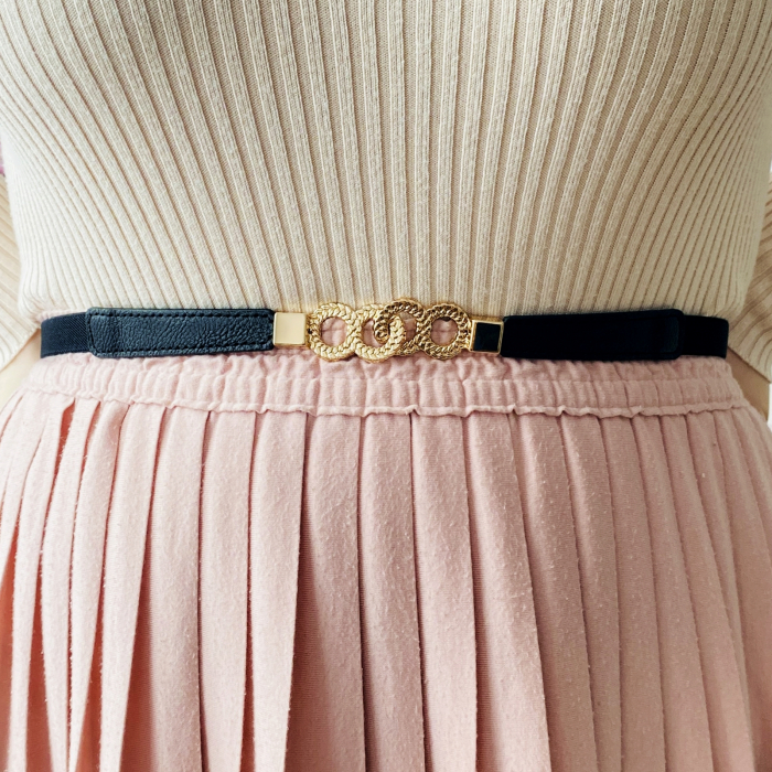 Centura Elastica Neagra - Catarama Aurie, Curea Dama, Curele Femei [2]