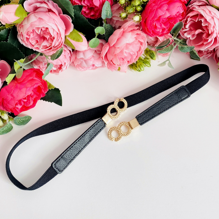 Centura Elastica Neagra - Catarama Aurie, Curea Dama, Curele Femei [3]