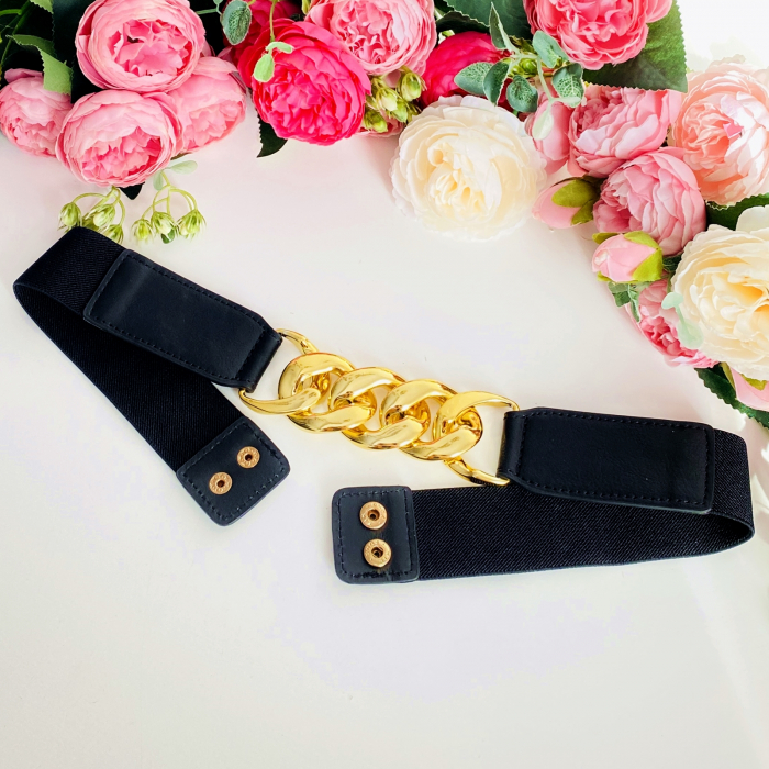 Centura Elastica Neagra - Catarama Aurie, Curea Dama, Curele Femei [2]