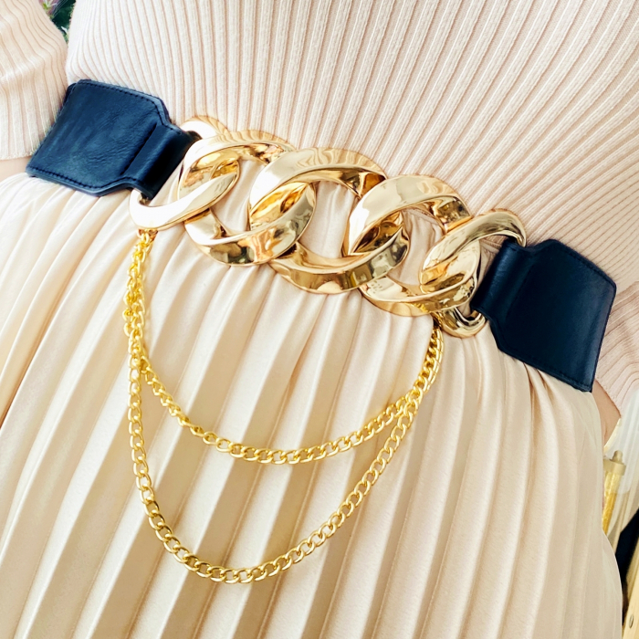 Centura Elastica Neagra - Catarama Aurie, Curea Dama, Curele Femei [4]