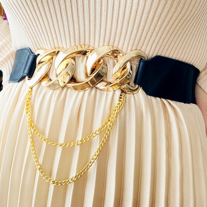 Centura Elastica Neagra - Catarama Aurie, Curea Dama, Curele Femei [2]