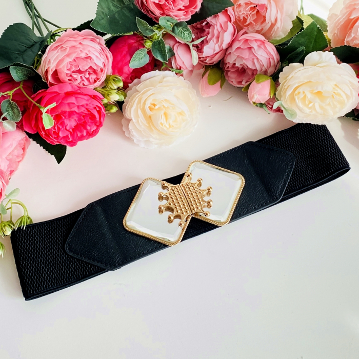 Centura Elastica Neagra - Catarama Aurie, Curea Dama, Curele Femei [2]