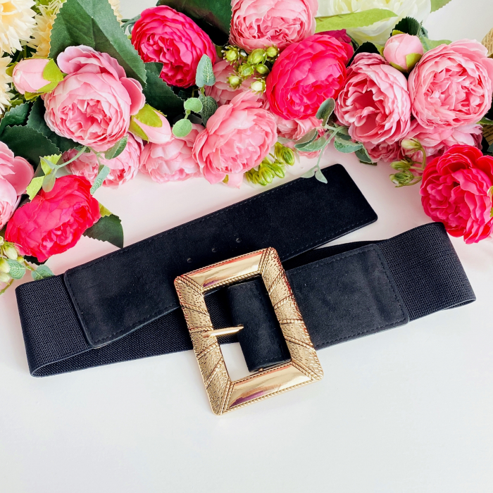 Centura Elastica Neagra - Catarama Aurie, Curea Dama, Curele Femei [3]