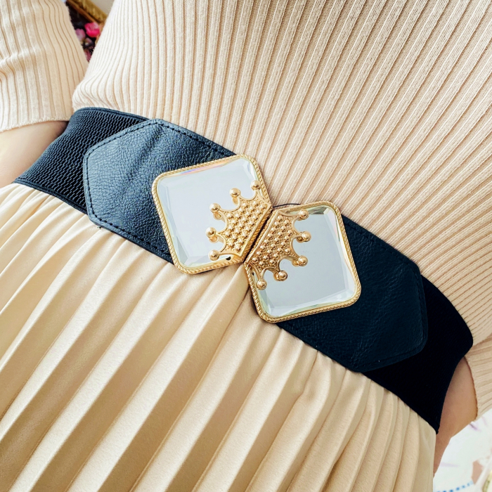 Centura Elastica Neagra - Catarama Aurie, Curea Dama, Curele Femei [3]