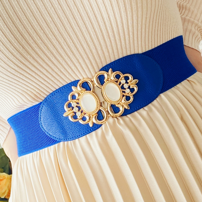 Centura Elastica Albastra - Catarama Aurie, Curea Dama, Curele Femei [3]