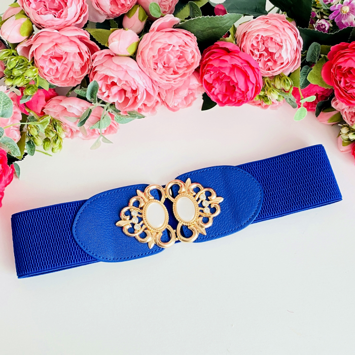 Centura Elastica Albastra - Catarama Aurie, Curea Dama, Curele Femei [2]