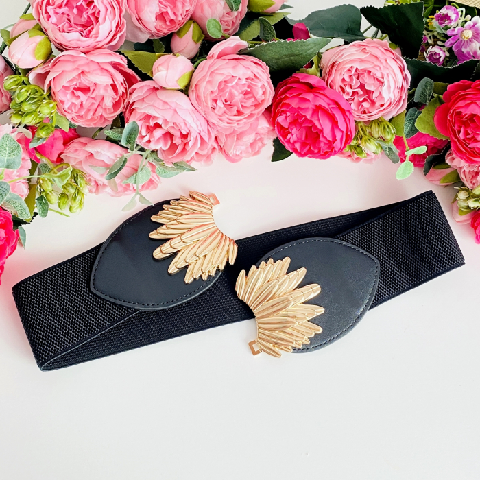 Centura Elastica Neagra - Catarama Aurie, Curea Dama, Curele Femei [4]