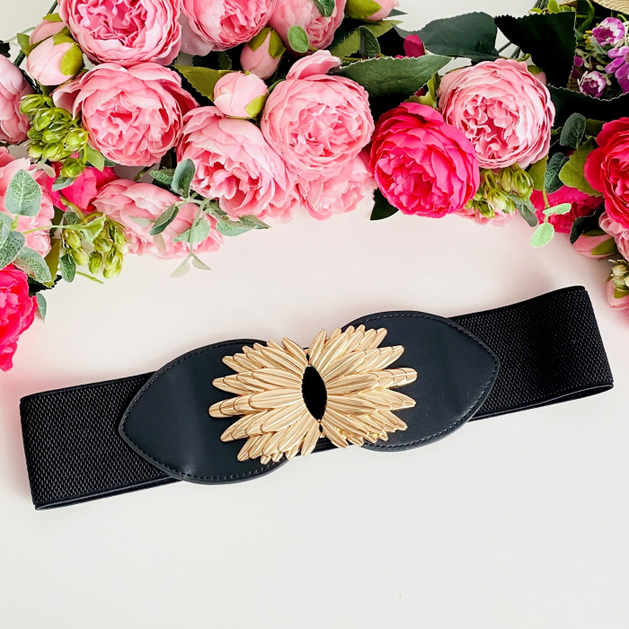 Centura Elastica Neagra - Catarama Aurie, Curea Dama, Curele Femei [2]