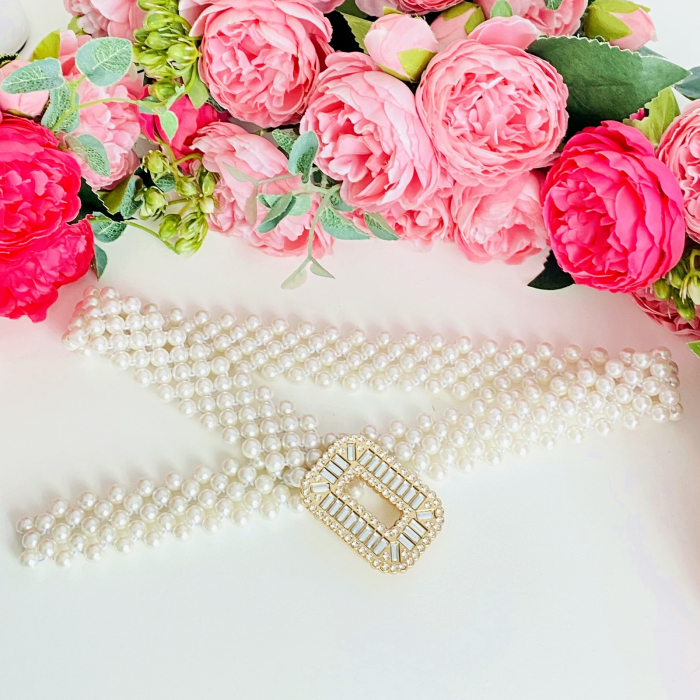 Centura Elastica Perlute - Dreptunghi Cristale, Curea Dama, Curele Femei [5]