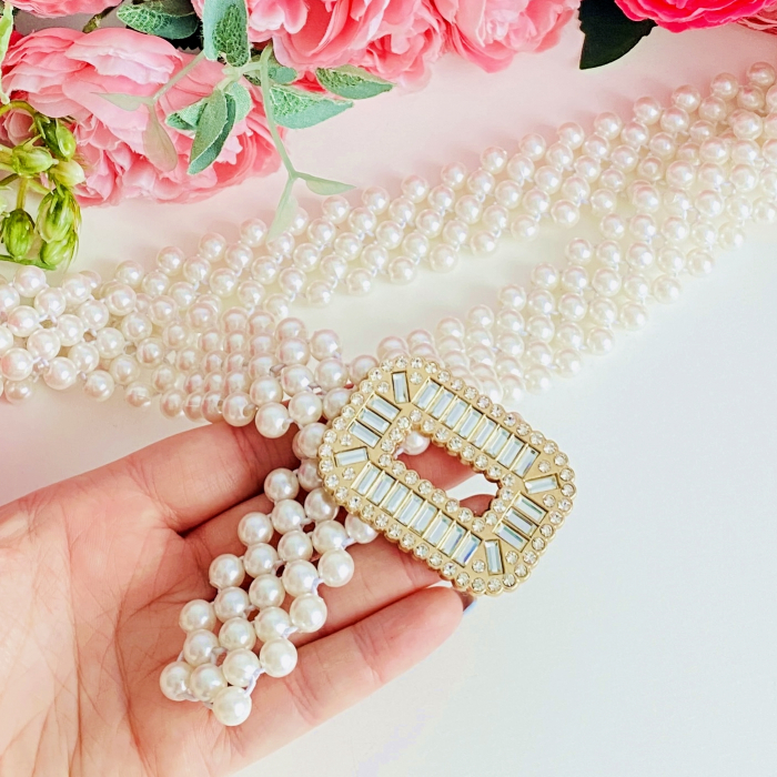 Centura Elastica Perlute - Dreptunghi Cristale, Curea Dama, Curele Femei [4]