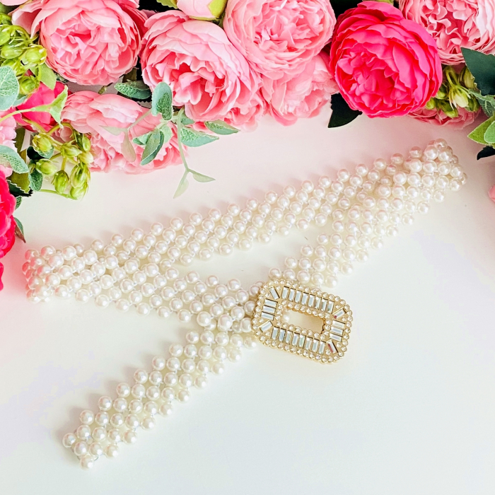 Centura Elastica Perlute - Dreptunghi Cristale, Curea Dama, Curele Femei [2]