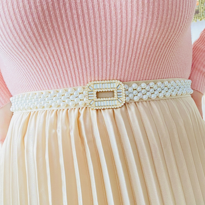 Centura Elastica Perlute - Dreptunghi Cristale, Curea Dama, Curele Femei [1]