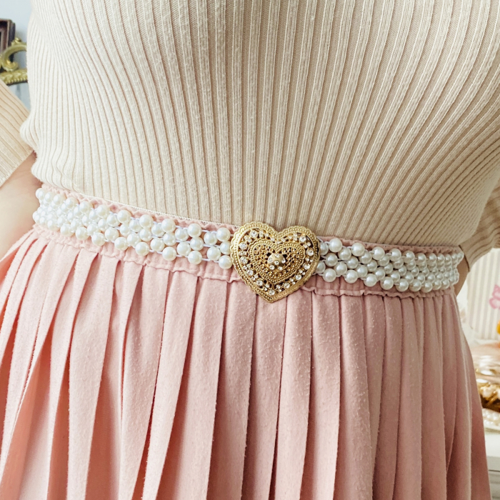 Centura Elastica Perlute - Inima Aurie, Curea Dama, Curele Femei [6]