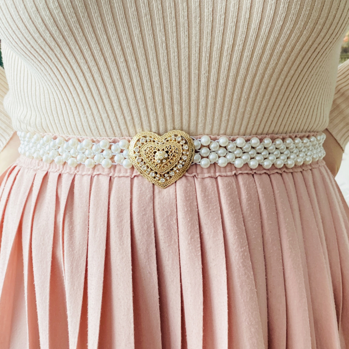 Centura Elastica Perlute - Inima Aurie, Curea Dama, Curele Femei [2]