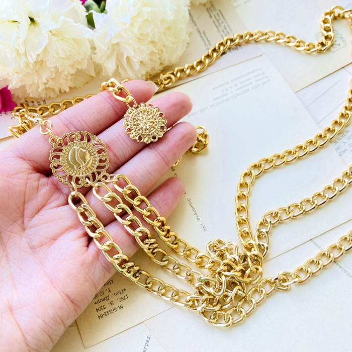 Centura Tip Bijuterie, Centura Metalica, Curea Aurie [7]