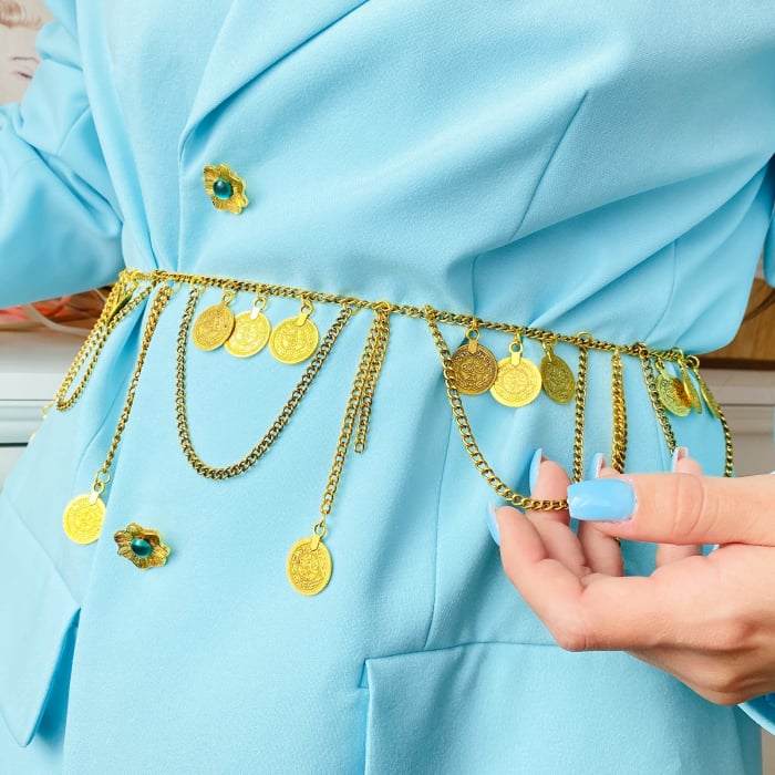 Centura Tip Bijuterie, Centura Metalica, Curea Aurie [3]