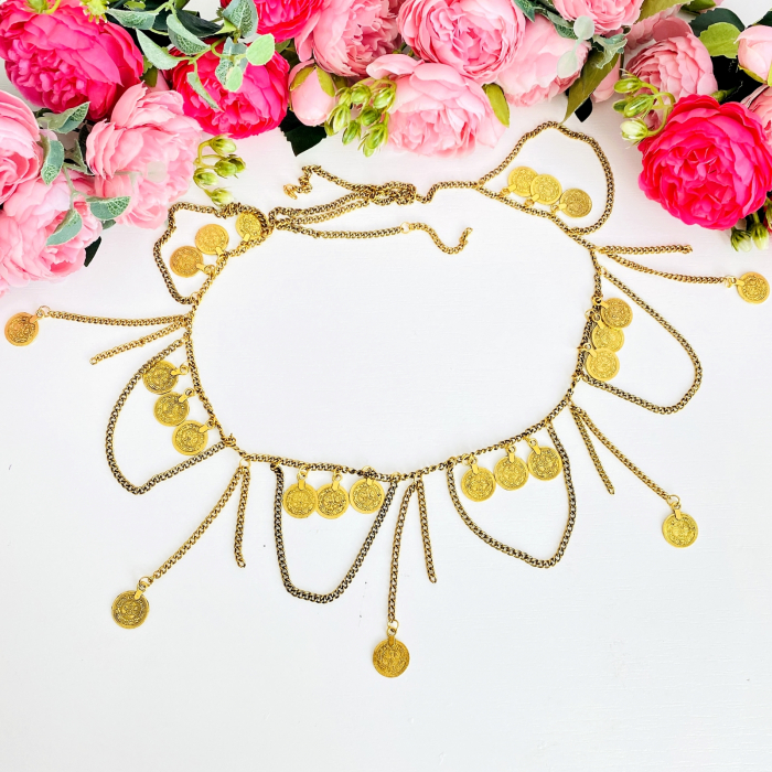 Centura Tip Bijuterie, Centura Metalica, Curea Aurie [7]