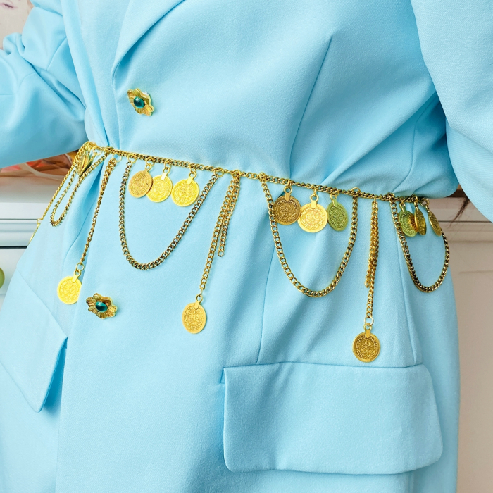 Centura Tip Bijuterie, Centura Metalica, Curea Aurie [2]