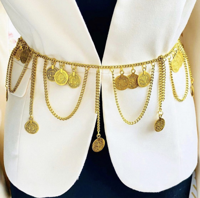 Centura Tip Bijuterie, Centura Metalica, Curea Aurie [1]