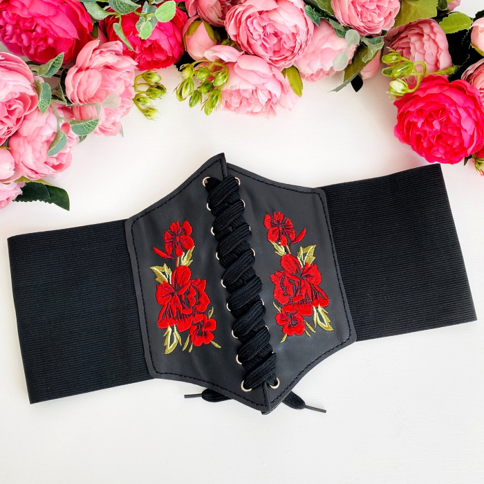 Centura Brau Negru Brodat, Curea Dama, Curele Femei [2]