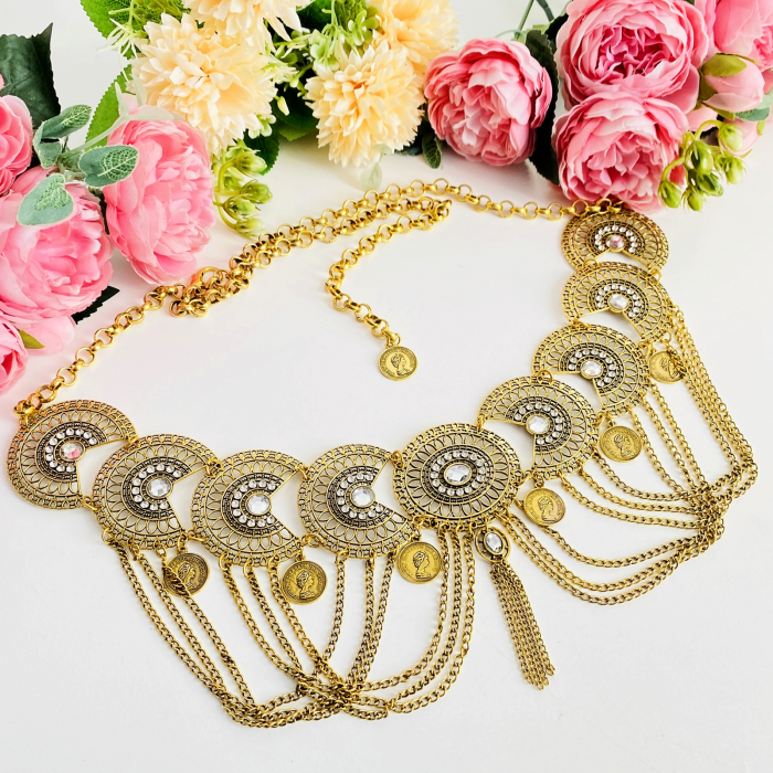 Centura Metalica Tip Bijuterie Aurie, Curea Dama, Curele Femei [5]