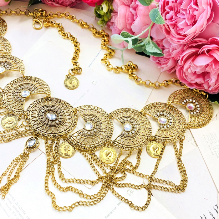 Centura Metalica Tip Bijuterie Aurie, Curea Dama, Curele Femei [10]