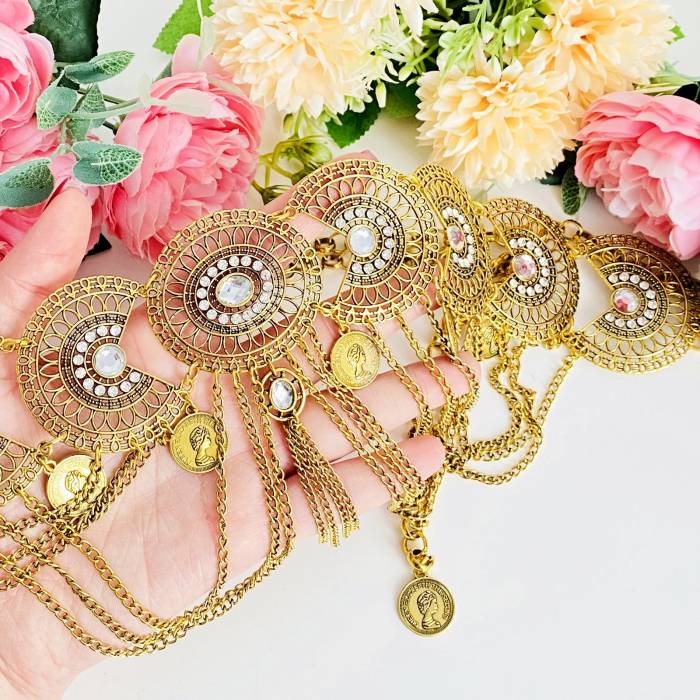 Centura Metalica Tip Bijuterie Aurie, Curea Dama, Curele Femei [8]