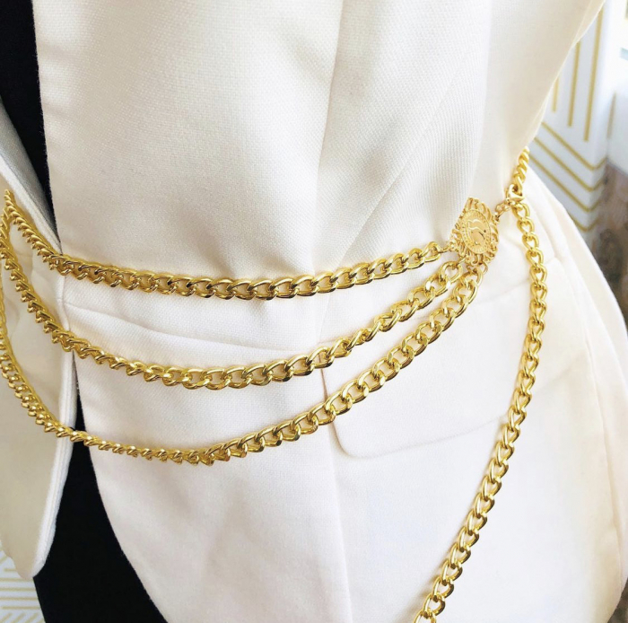 Centura Tip Bijuterie, Centura Metalica, Curea Aurie [5]